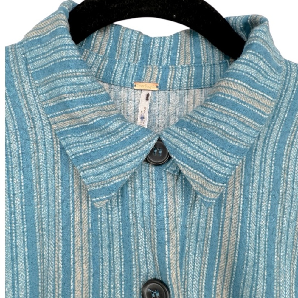 Free People Teal-Blue Striped Button-Down Maxi Dress - Picture 7 of 13